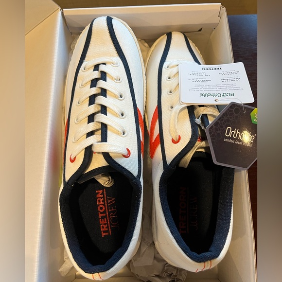 NWT Tretorn J. Crew White and Blue Sneakers - Picture 4 of 6